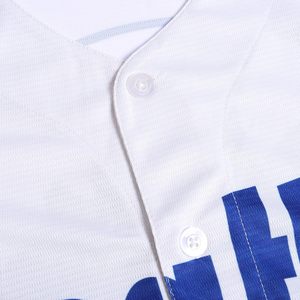 เสื้อเบสบอลแบบกำหนดเองสำหรับทุกเพศ สีขาว พิมพ์ลายสีน้ำเงินซีแอตเทิล ระบายอากาศได้ดี สวมใส่สบาย - Product Image 4