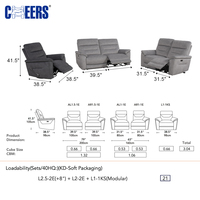Canapé électrique confortable en tissu au design moderne MANWAH CHEERS, 221 places avec fauteuil inclinable pivotant pour le salon