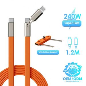 240W 5A <b>USB</b>-<b>C</b> <b>to</b> <b>USB</b>-<b>C</b> Flat Silicone Cable, 2-in-1 Charging & Data Sync for Laptop, Phone & Tablet - Product Image 6