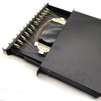 Panel Patch Fiber Optik Tipe Drawer 19 Inch 1U 48 Port SC Duplex Dengan Adaptor Pigtails untuk Jaringan FTTX