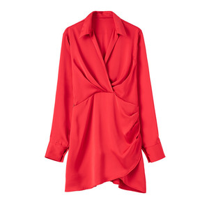 Vestidos Cortos Cruzados <span class=keywords><strong>de</strong></span> Satén Rosa RNSHANGER para Mujer, <span class=keywords><strong>Vestido</strong></span> Blanco Mini <span class=keywords><strong>de</strong></span> Manga Larga, Vestidos <span class=keywords><strong>de</strong></span> Fiesta Elegantes <span class=keywords><strong>de</strong></span> Moda para Mujer - Product Image 6