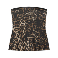 Set 2 Potong Wanita PB&ZA 2026 Fashion Motif Leopard Set Vintage Rompi Tanpa Tali Atasan Tank Top + Celana Setelan Wanita