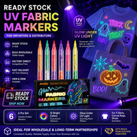 Lot de marqueurs textiles fluorescents UV en gros, 12 couleurs, stylos permanents pour vêtements, graffiti, création artistique, fourniture en gros