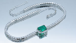 Joyería de lujo 9K oro blanco Ice Out Lab-grown piedra preciosa tenis cadena Esmeralda corte encanto boda gargantillas collares para mujeres niñas - Product Image 5