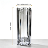 Vase en verre à bord ondulé cannelé, 30 cm de haut, ouverture de 11,5 cm, vase de table moderne pour fleurs fraîches ou séchées, décoration de la maison, mariage, cadeau