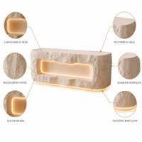 Comptoir de présentation de bijoux en bois de luxe sur mesure avec dessus en marbre et éclairage LED, meuble de réception pour boutique de bijoux