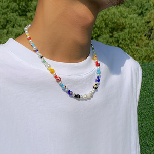 Collane di Perline Colorate in Vetro Smaltato all'Ingrosso, Catene alla Moda per la Clavicola da Ragazzo, Stile Trendy e Luminoso - Product Image 4