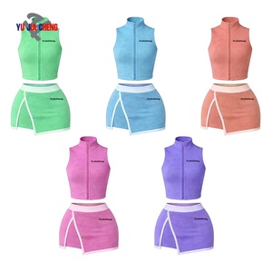 Set Coordinato Estivo, <span class=keywords><strong>Abbigliamento</strong></span> Personalizzato a 2 Pezzi, Giacca Yoga, <span class=keywords><strong>Abbigliamento</strong></span> Fitness e Gonne per Donna - Product Image 1