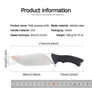 มีดพกพาอเนกประสงค์สแตนเลส HK SS166 ด้ามจับ G10 สำหรับล่าสัตว์ ตั้งแคมป์ งาน DIY ปรับแต่งได้ รองรับ OEM/ODM - Product Image 2