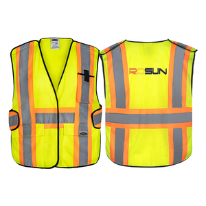 Logo personnalisé 5-Point Breakaway Lime Gilet de sécurité réfléchissant avec garniture contrastante - Product Image 4