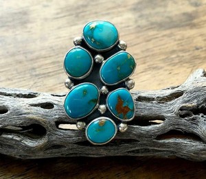Impresionante Mohave turquesa plata de ley maciza 925 anillo de piedras preciosas naturales joyería DE LA DECLARACIÓN - Product Image 1