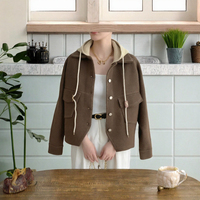 Nouvelle Arrivée Automne 2026 – Manteau Pull Élégant à Capuche et Boutons pour Femme, 100% Polyester, Haute Qualité