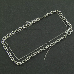 Collar de cadena doble cubana, cadena para el cuello de acero de titanio, estilo dulce y moderno para discoteca, conjunto de cadena Tanjing, collar de moda Lijing - Product Image 2