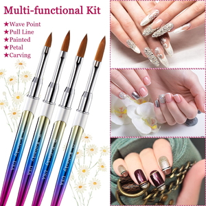 Iridescent Nail Brush <b>Set</b> Kolinsky <b>Paint</b> Brush Split End Angled Chisel Fan Bristle for Gel Polish Salon Manicure - Product Image 4