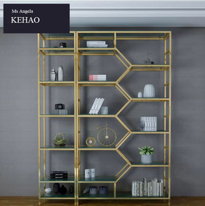 Estantería de Metal y oro de lujo para el hogar y la Oficina, placa de acero inoxidable, nuevo diseño, estante Modular de exhibición de metal para libros - Product Image 5