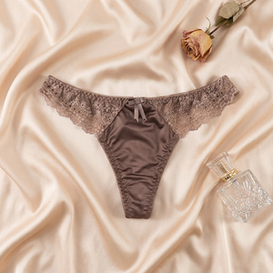 Tangas de Satén con Encaje Elegantes para Mujer, con Lazo Decorativo, de Talle Bajo, Ropa Interior Sexy y Cómoda para Damas - Product Image 2