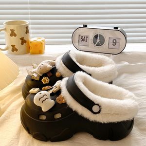 รองเท้าแตะแบบสวมครึ่งเท้าบุขนแกะสำหรับผู้หญิง รุ่นใหม่ประจำปี 2025 สำหรับฤดูใบไม้ผลิ ฤดูใบไม้ร่วง ฤดูหนาว พื้นหนาสองชั้น ทำจากผ้าขนสัตว์และผ้าฝ้าย อุ่นสบาย เหมาะสำหรับใส่กลางแจ้ง - Product Image 5