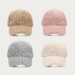 Azov-yt Autumn Winter Pure Color Thickened Warm Baseball Female Personality <strong>Wave</strong> Pattern Casual Peaked <strong>Cap</strong> Fashion - Product Image 1