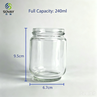 Vente en gros de pots en verre ronds courts vides de 200 ml, pots transparents de qualité alimentaire pour les petits fabricants de produits alimentaires et les distributeurs locaux