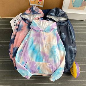 Multi couleurs haute qualité casual women tie dye hoodies avec cordon de serrage hoodie 100% coton hoodie oversize pullover hoodie - Product Image 6