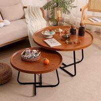Chinesisches Holz-Metall Wohnzimmer-Set mit Modernem Design, Holzmöbel, Kleiner Runder Kaffee- und Teetisch