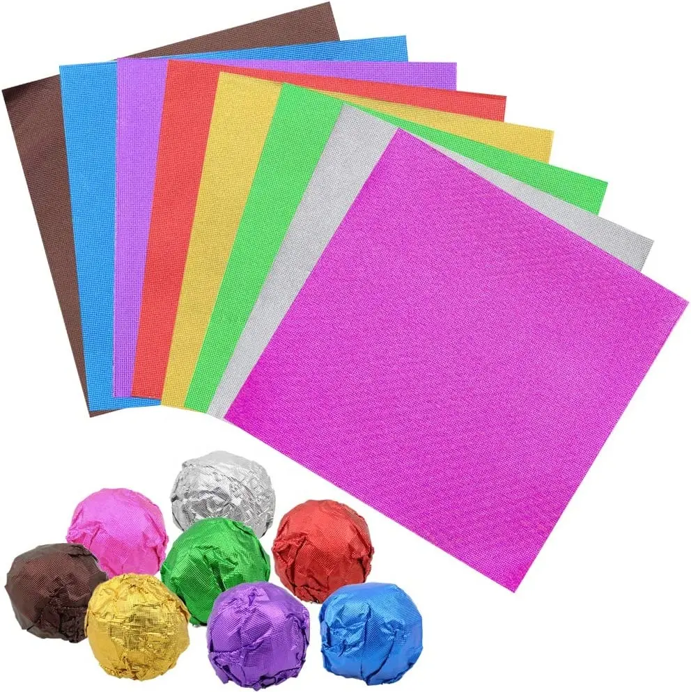 Hot Sale Color Thick Square Sweets Food Tin Foil Wrappers Candy Packaging Decoration Chocolate Wrappers Aluminium Foil Paper