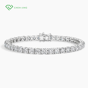 9k 14K 18K White Gold <strong>Silver</strong> <strong>Bracelet</strong> Fine Jewelry Tennis <strong>Bracelet</strong> with 2mm-5mm Paving Lab Grown Diamonds <strong>Bracelet</strong> - Product Image 1