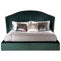 Italienisches Luxuriöses Modernes Bett aus Mattleder, Großes Flaches Bodenbett für Villen, Weitflächiges Softbett für Hauptschlafzimmer