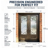 Porte de sécurité double entrée en fer forgé sur mesure, motif festonné orné, étanche et antirouille, pour villa de luxe, extérieur de maison