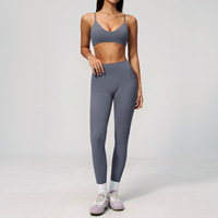 Nouvel ensemble de yoga tendance uni, taille haute, effet push-up, 2 pièces, anti-transpiration, pour activités sportives en extérieur, fitness, course et gym