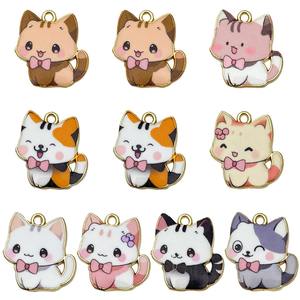 Abalorios de gato esmaltados de Metal coloridos para la fabricación de joyas DIY, abalorios de gato pequeño, pendientes, collar, pulsera, colgante, manualidades DIY - Product Image 3