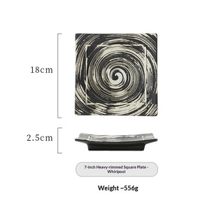 2026 Hot Japanese Style Square <b>Ceramic</b> Bone China <b>Plate</b> Household Dish Sushi Commercial Snack Barbecue Flat Microwave Safe Model - Product Image 5