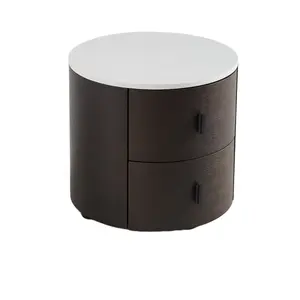 Round black nightstand solid wood bedside table hot sale best quality nighstand