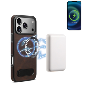 Custodia per telefono Denior in PU, delicata sulla pelle, con supporto orizzontale e ricarica wireless magnetica, compatibile con le serie Apple 17/16/15/14/13 - Product Image 3