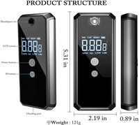 Alat Tes Alkohol Digital Portabel dengan Sel Bahan Bakar, Breathalyzer Akurasi Tinggi, Detektor Alkohol untuk Penggunaan Keluarga