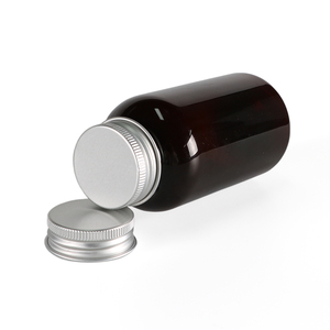 Custom Logo PET Round <b>Bottle</b> 120ml 250ml Transparent Brown with Gold Stamping Aluminum Lids for Magnesium <b>Pills</b> - Product Image 3