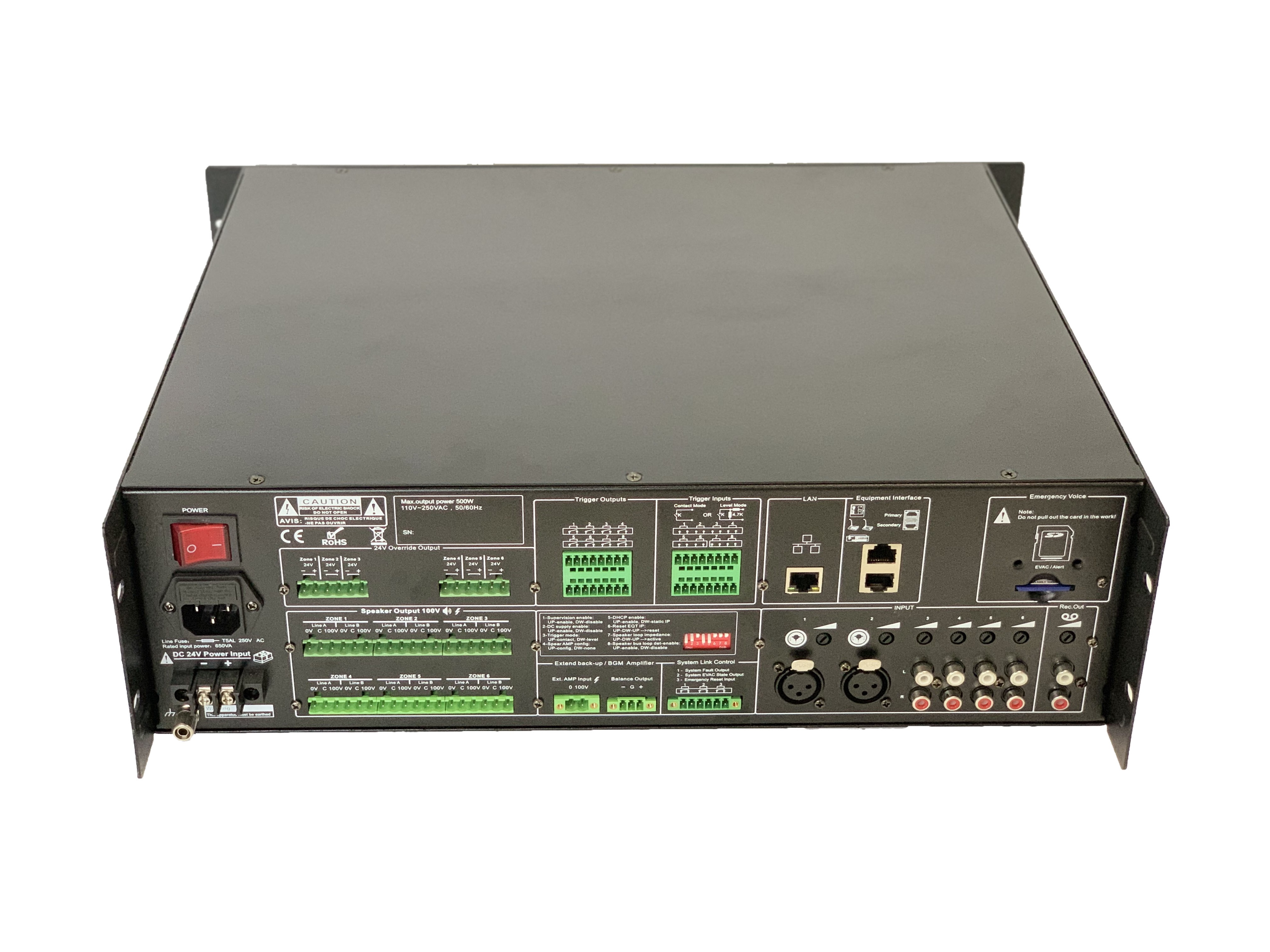 4GB Public Address System Intelligent Black Controller Amplifier 115V Power Supply