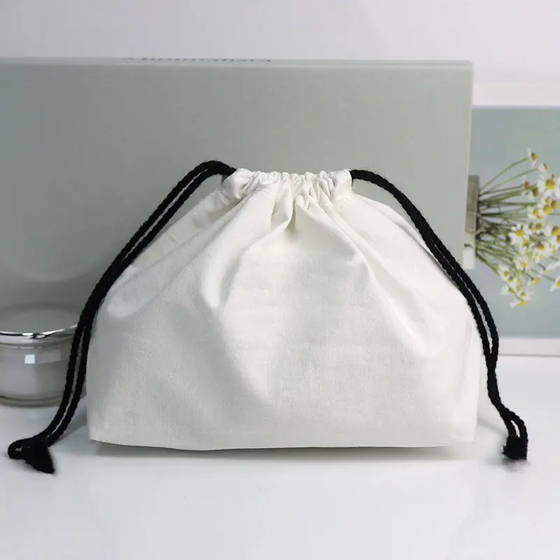 Emballage cadeau de soin de la peau personnalisé sac en coton pour bijoux maquillage sac de rangement écologique en toile de coton uni