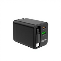 Pengisi Daya GaN TKT 2026 65W Kabel Data Retractable Pengisian Cepat Pengisi Daya Ponsel Multi-Port Dapat Disesuaikan Pra-Penjualan PD 3.0