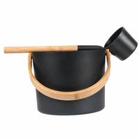 Ensemble de louche et pelle à eau en aluminium personnalisables avec logo, avec poignée en bambou, pour sauna, spa et accessoires nordiques