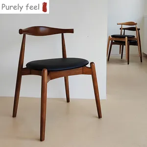 PurelyFeel sedia in corno di legno massello nordico design minimalista danese bracciolo per adulti sedia da pranzo impilata sedia a gomito CH20