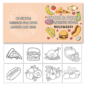 Personnalisé audacieux facile nourriture fruits mignon Doodles <span class=keywords><strong>animaux</strong></span> personnages <span class=keywords><strong>livre</strong></span> de coloriage pour enfants adultes adolescents éducatifs dessin peinture livres - Product Image 6