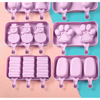 Moule en Silicone pour Crème Glacée Lapin Violet Qualité Alimentaire avec LOGO Personnalisé DIY, Adorables Sucettes Glacées Dessin Animé Patte Bonhomme de Neige Cake Pop, Fabrication en Gros