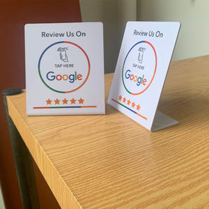 Grande taille 13.56Mhz programmable NFC Google Review présentoir personnalisé imprimé PVC NFC robinet pour examiner le support de <span class=keywords><strong>Page</strong></span> pour <span class=keywords><strong>Restaurant</strong></span> - Product Image 3