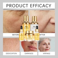Set de Cosméticos Coreanos de Lujo de Oro de 24k Cuidado de la Piel Orgánico Blanqueador y Aclarante con Tónico Loción Crema Facial Niacinamida y Vitamina C
