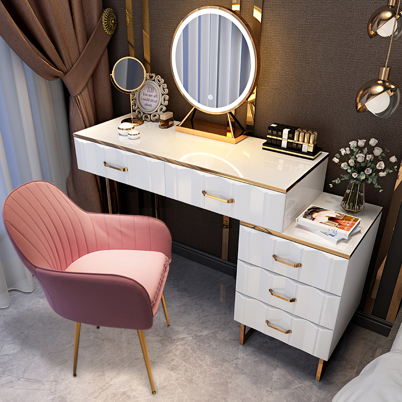 Роскошный легкий туалетный столик, простой сетчатый красный ins шкаф для хранения, встроенное зеркало с подсветкой, туалетный столик