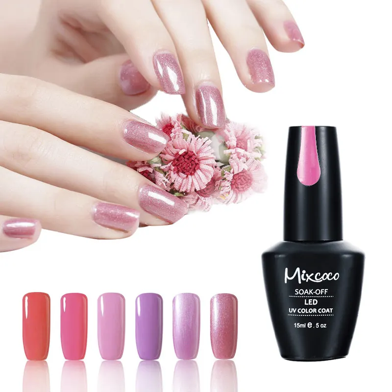 Mixcoco FS und LF rosa Farb serie Gel Farben Glattes glänzendes Oberflächen gel UV-Gel politur für Nail Art einweichen