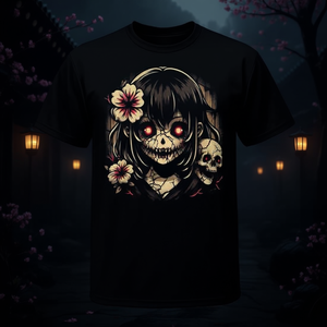 Camiseta gótica Kawaii de anime japonés de terror para adultos, unisex, negra - Product Image 3