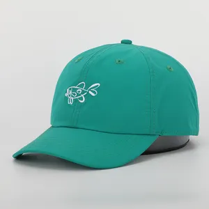 OEM定制高品质男士刺绣标志快速干燥贴合防水绿色棒球帽，6个面板涤纶爸爸帽子