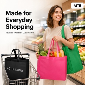 Große Kapazität Günstige Custom ized Logo Wieder verwendbare Vlies-Einkaufstasche für den Einkaufs handel Show Wieder verwendbare Trage tasche aus Stoff - Product Image 2
